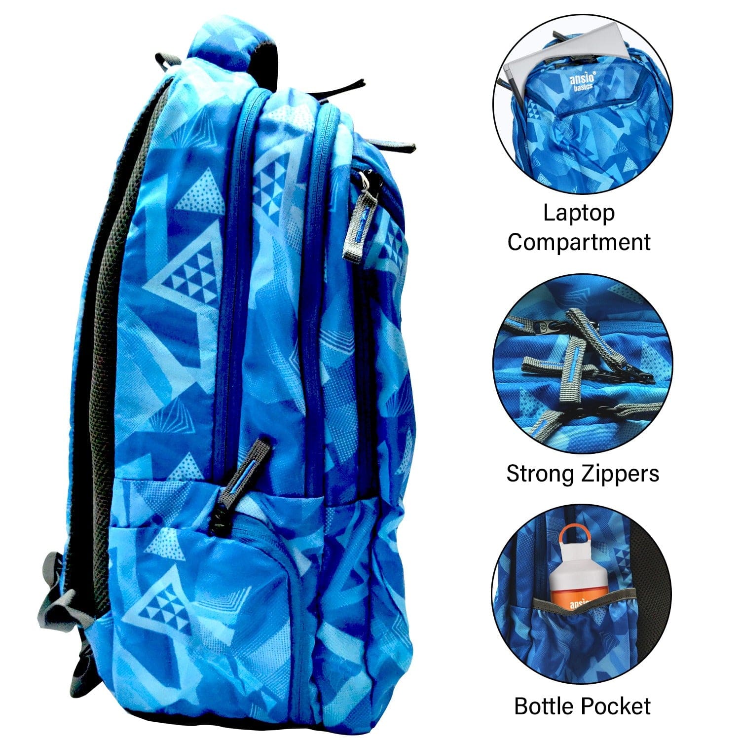 ANSIO College Backpack with 4 Compartments Luggage & Bags