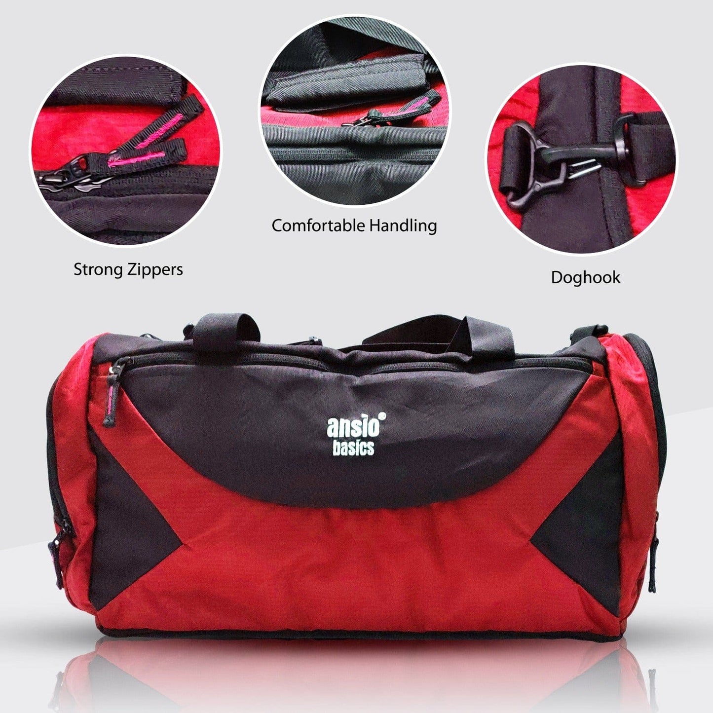 Ansio Luggage bag (Red with Black) Luggage & Bags