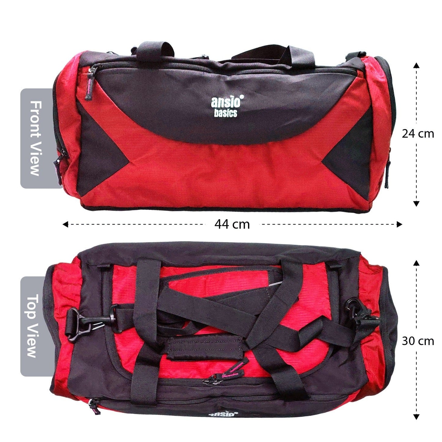 Ansio Luggage bag (Red with Black) Luggage & Bags