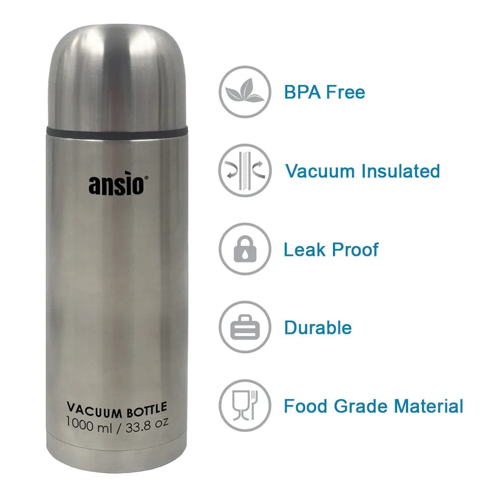 Ansio Vacuum Bottle Double Wall Stainless Steel Flasks - 1000ml Kitchen & Dining
