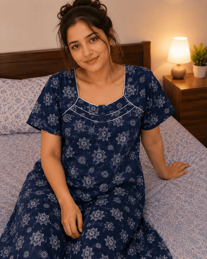 Beauty Navy Blue Paisley Dream Nighty XL Onezeros.in