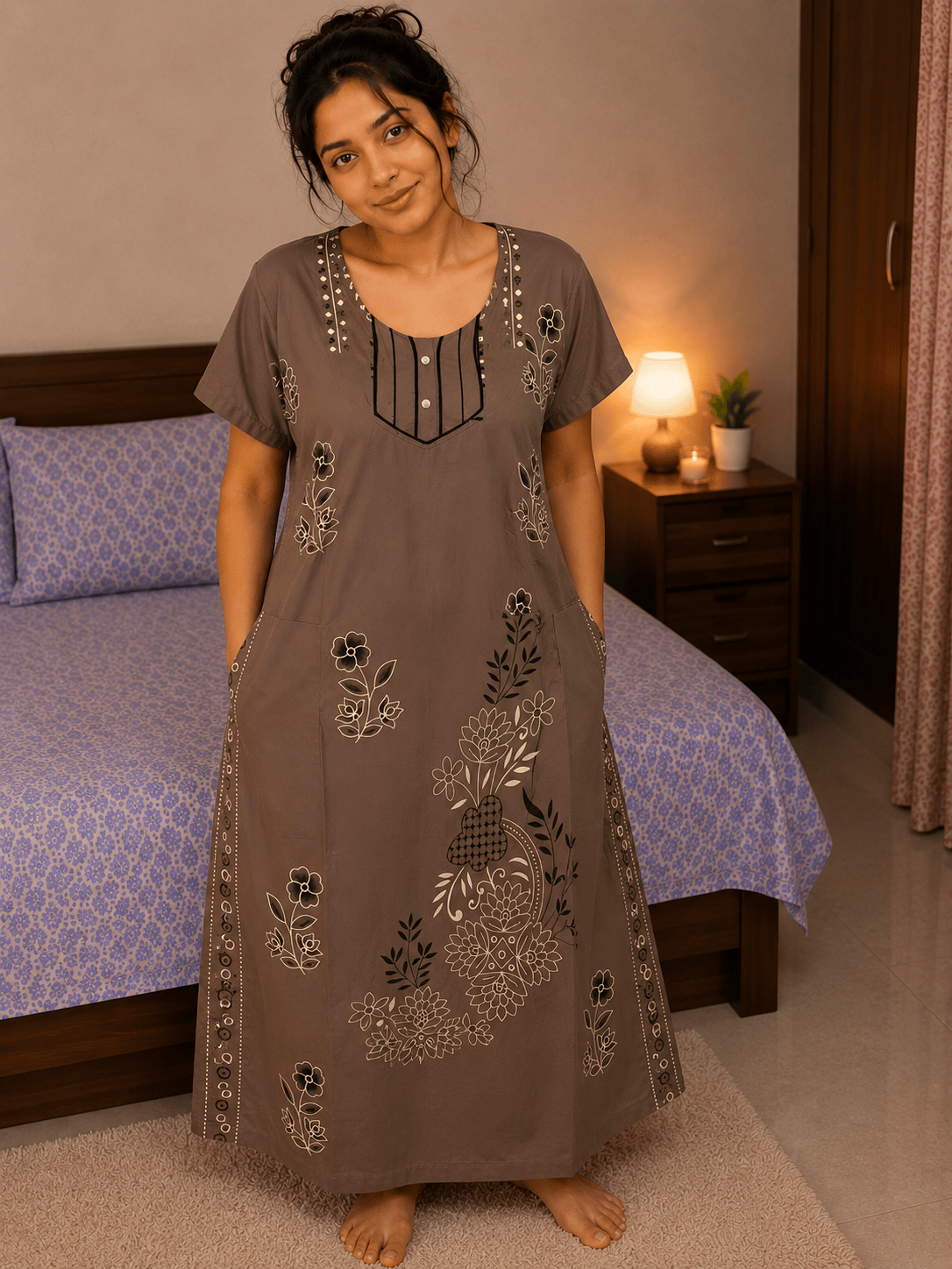 Beauty Rustic Bloom Nighty for Women Sleepwear 2XL Onezeros.in