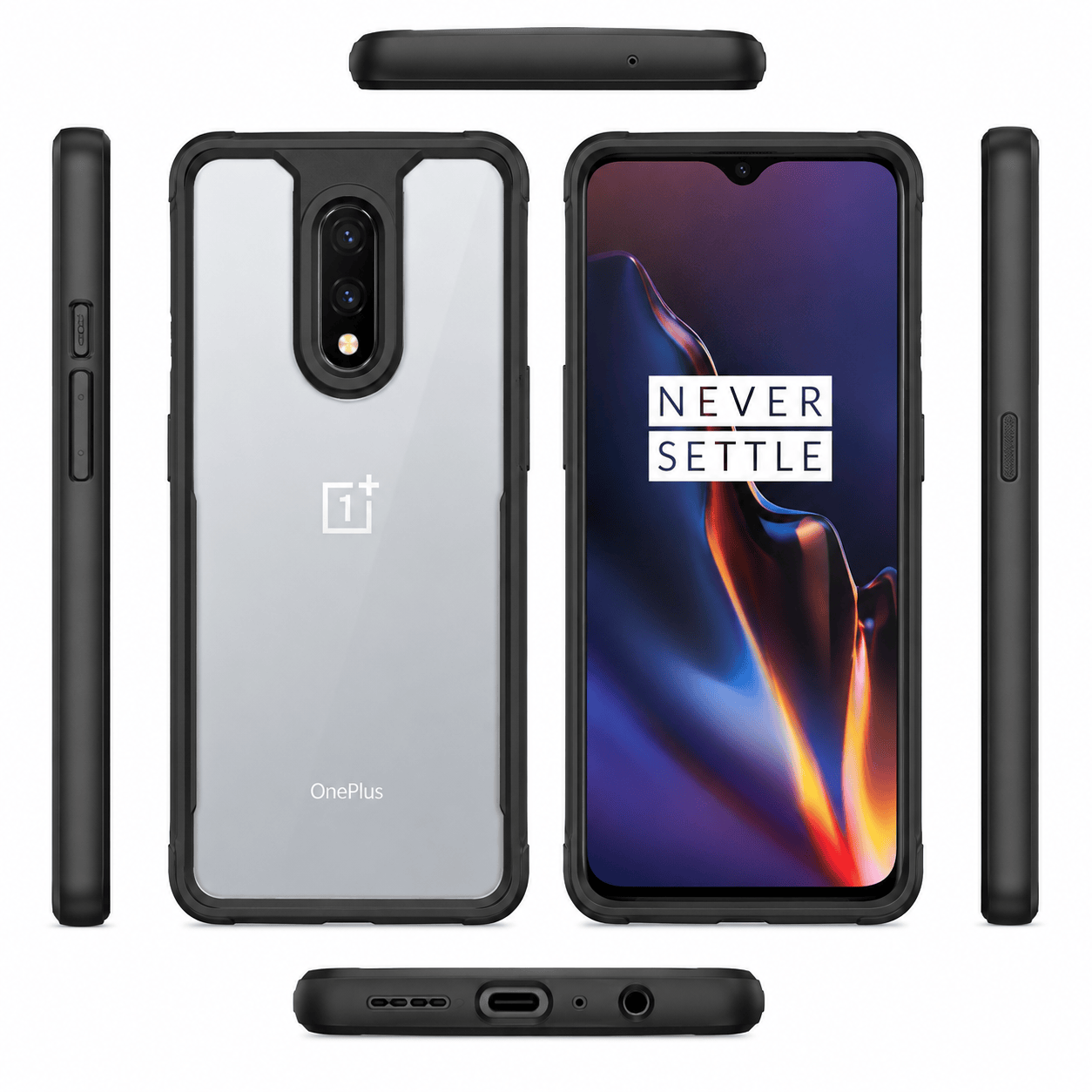BERLOK Transparent Phone Case For Oneplus 7 Back Cover Black Onezeros.in