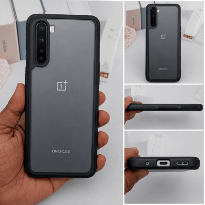 BERLOK Transparent Phone Case For OnePlus Nord Mobile Back Cover Black Onezeros.in