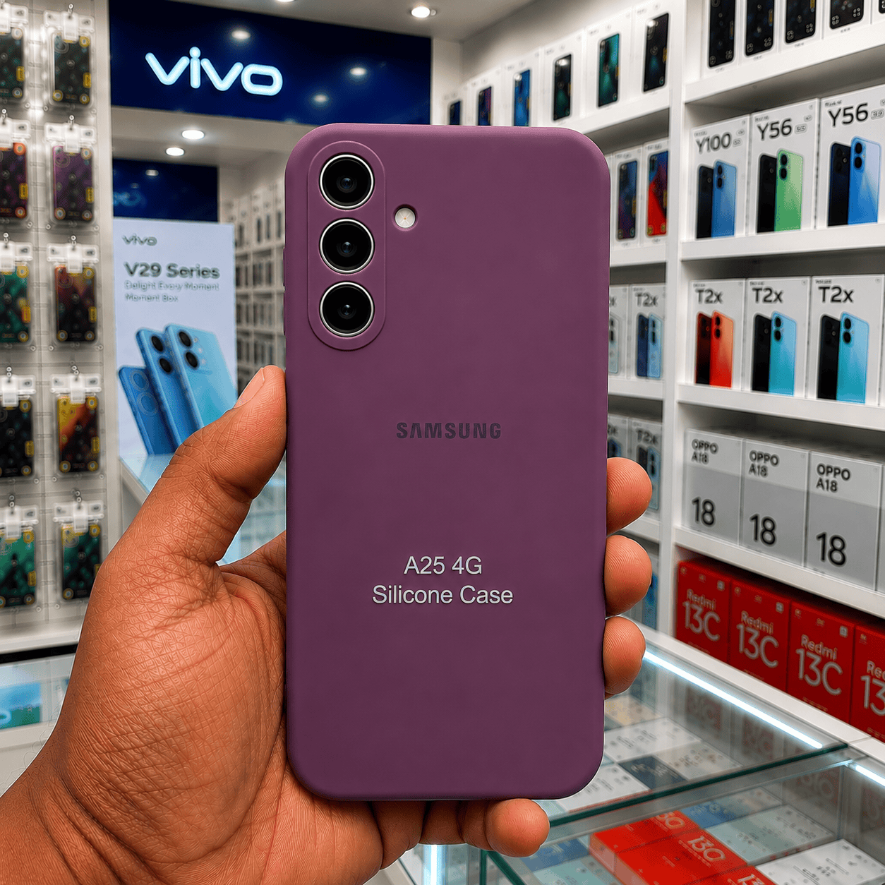 Brand Logo Phone Case For Samsung A25 Back Cover Dark Purble Onezeros.in