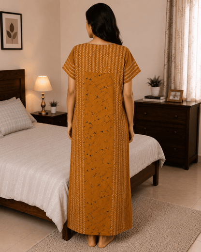 Brown Quilt Intricate Pattern Nighty for Women XL Onezeros.in