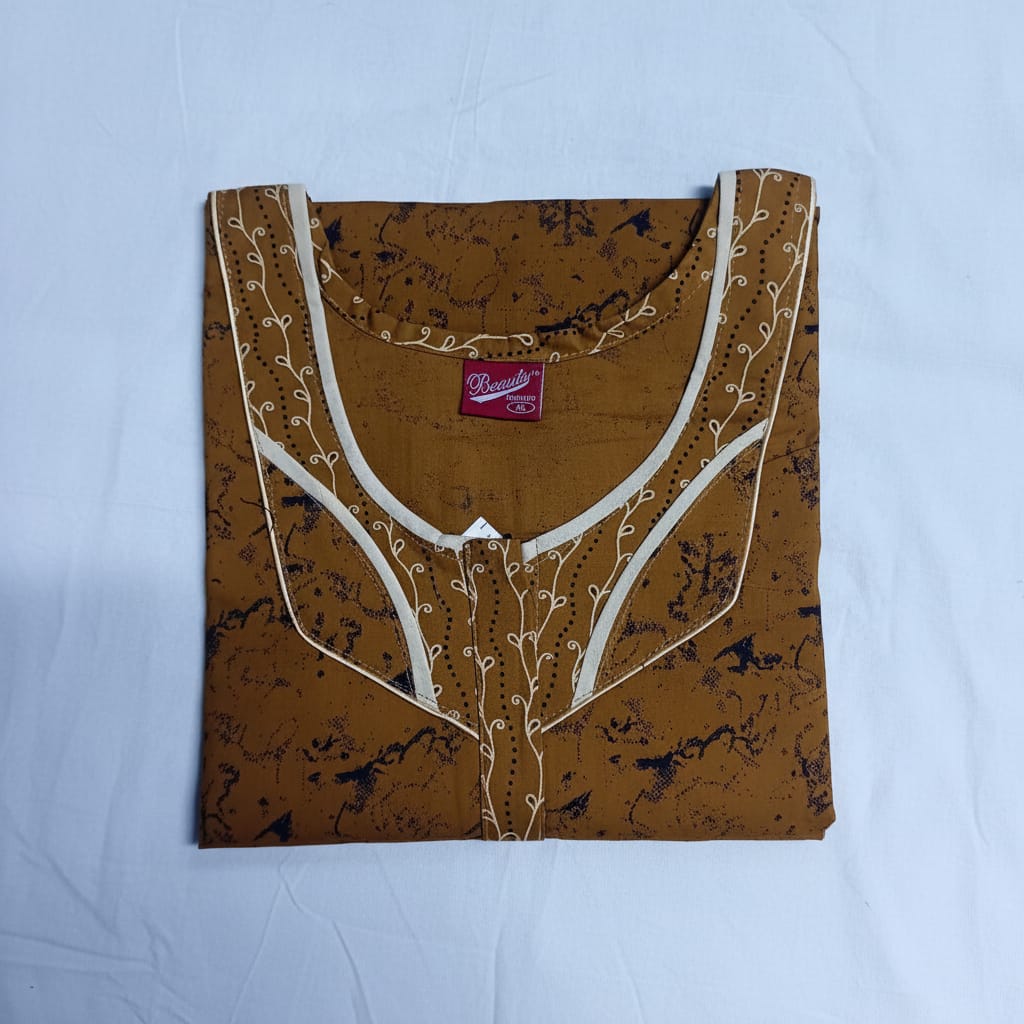 Brown Quilt Intricate Pattern Nighty for Women XL Onezeros.in