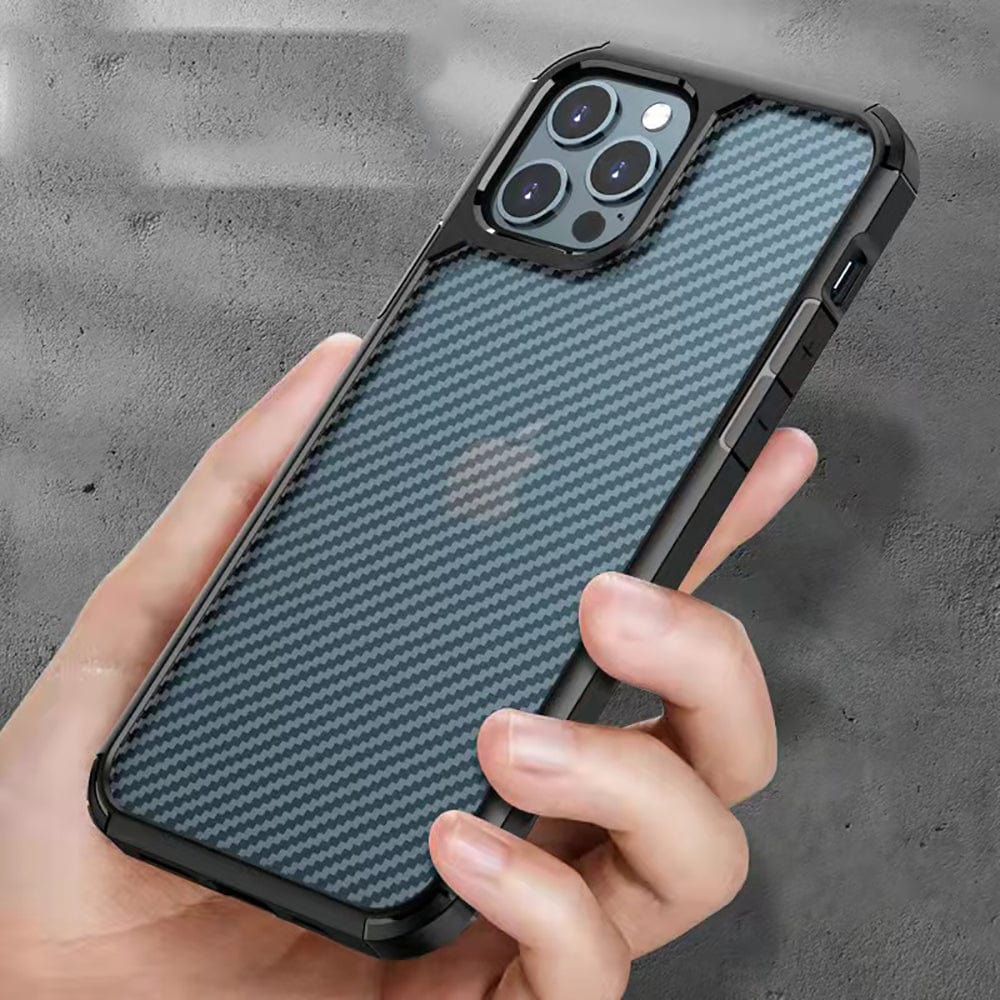 Carbon Fiber Design Phone Case for iPhone 12 Pro Mobile Back Cover Black Onezeros.in