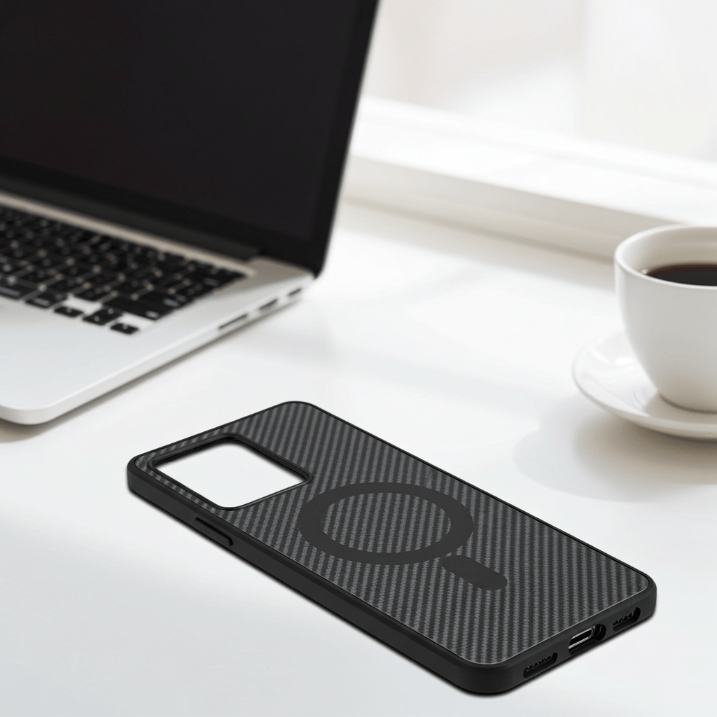 Carbon Fiber Megsafe Design Phone Case for Moto Edge 40 Neo Back Cover Onezeros.in