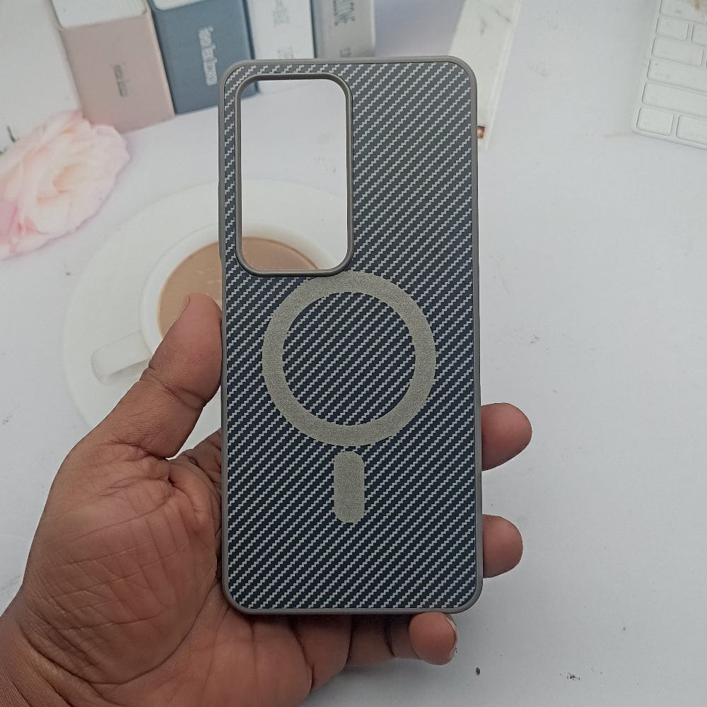 Carbon Fiber Megsafe Design Phone Case for OPPO A3 Pro Back Cover Grey Onezeros.in