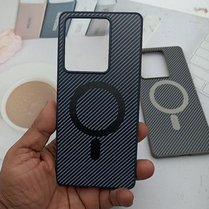Carbon Fiber Megsafe Design Phone Case for Vivo T2 Pro Back Cover Black Onezeros.in