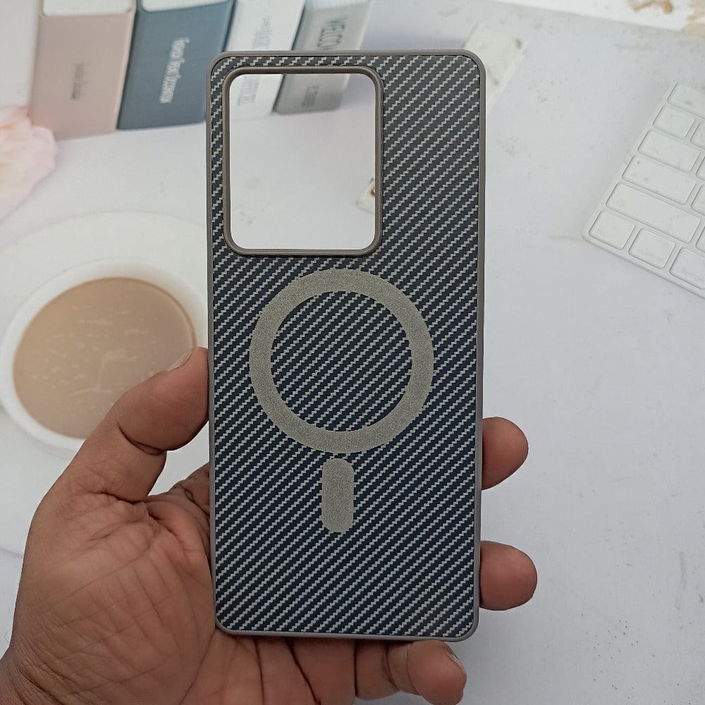 Carbon Fiber Megsafe Design Phone Case for Vivo T2 Pro Back Cover Grey Onezeros.in