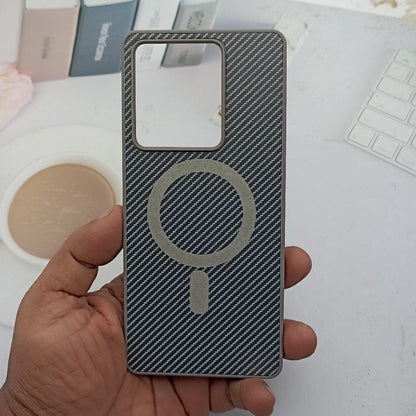 Carbon Fiber Megsafe Design Phone Case for Vivo T2 Pro Back Cover Grey Onezeros.in