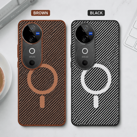 Carbon Fiber Megsafe Design Phone Case for Vivo V40 Back Cover Onezeros.in