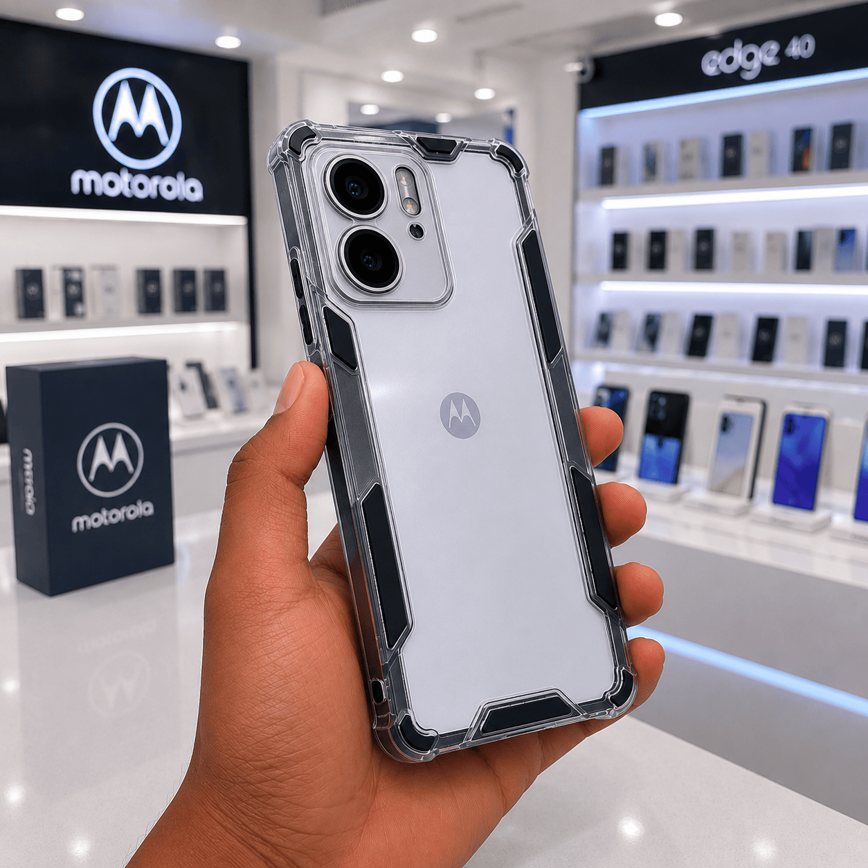 Clear Acrylic Transparent Phone Cover For Moto Edge 40 Back Case Black Onezeros.in