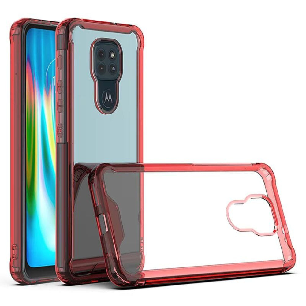 Clear Transparent Mobile Cover for Moto G9 Red Onezeros.in