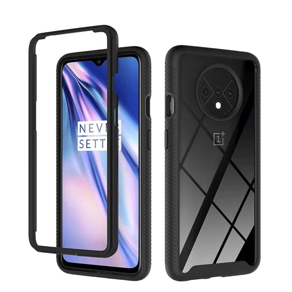 Clear Transparent Mobile Cover for OnePlus 7T Black Onezeros.in