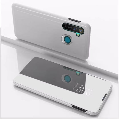 Clear View Standing Flip Cover For Realme 5 Silver Onezeros.in