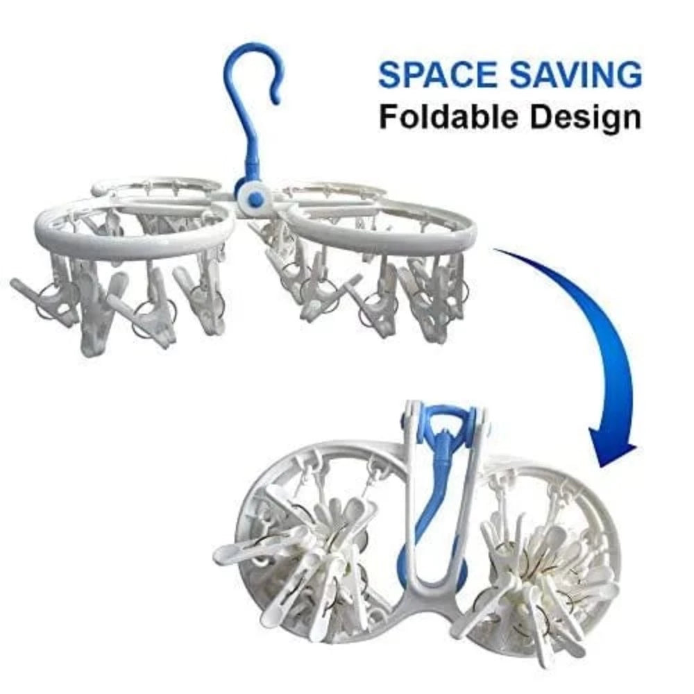 Clothes Dryer With Foldable Hanger and Clips Household Supplies