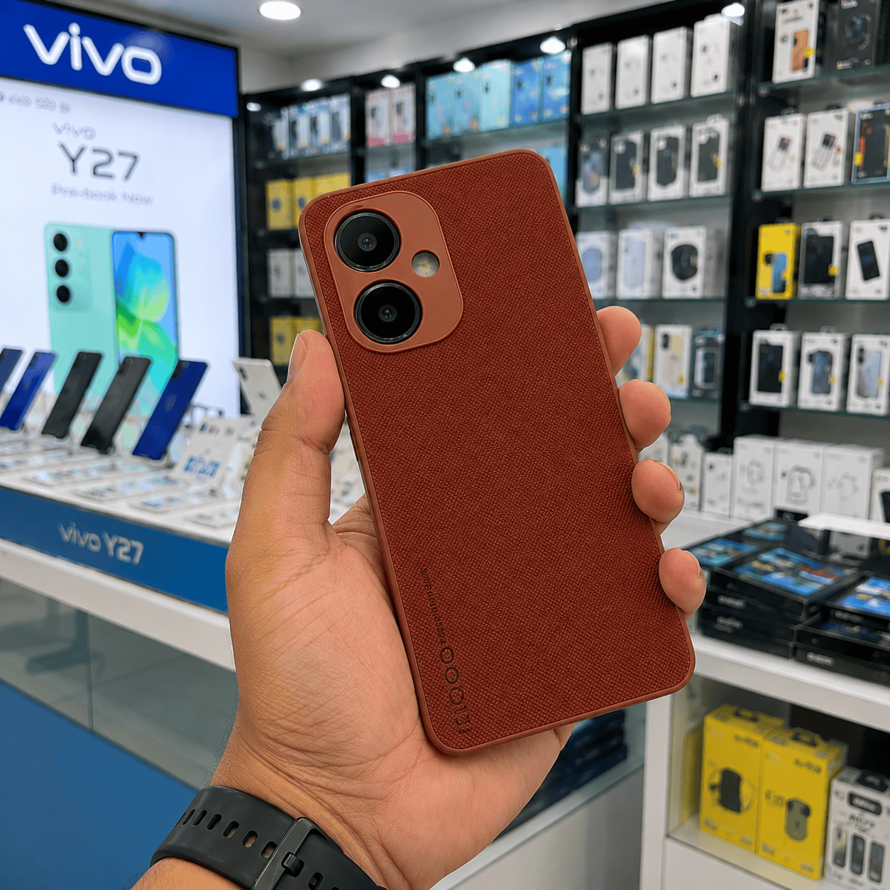 CODE Logo Phone Case for Vivo Y27 4G Mobile Cover Brown Onezeros.in