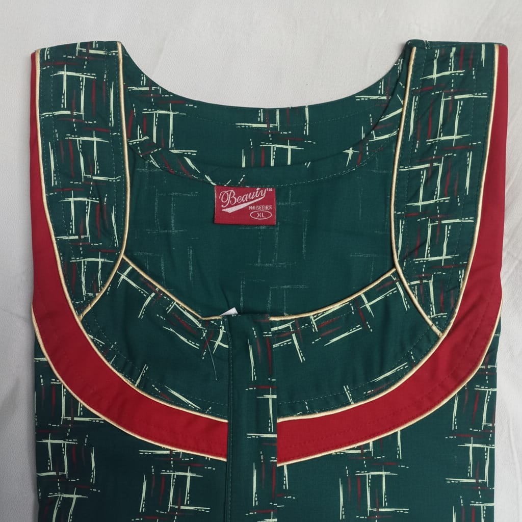 Dark Green Geometric Pattern Nighty 2XL Onezeros.in