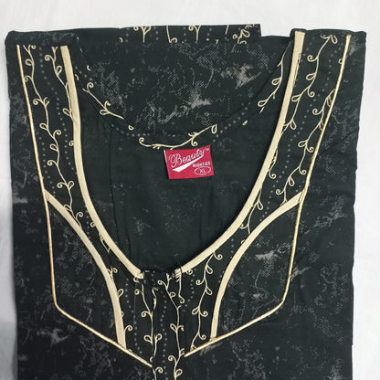 Dark Green Quilt Gold Embroidery Pattern Nighty for Women XL Onezeros.in