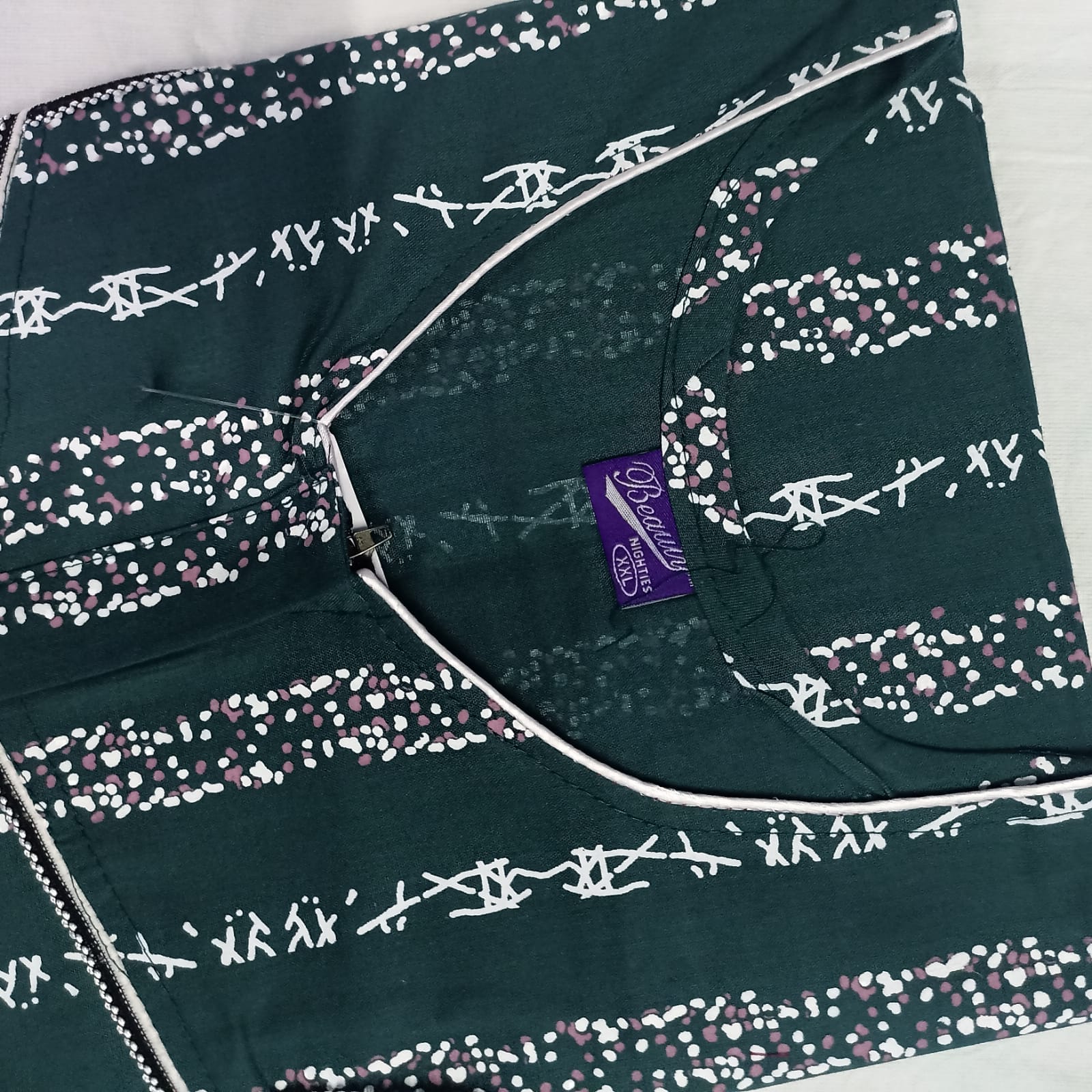 Dark Green Stripe Dreamscape Nighty for Women 2XL Onezeros.in