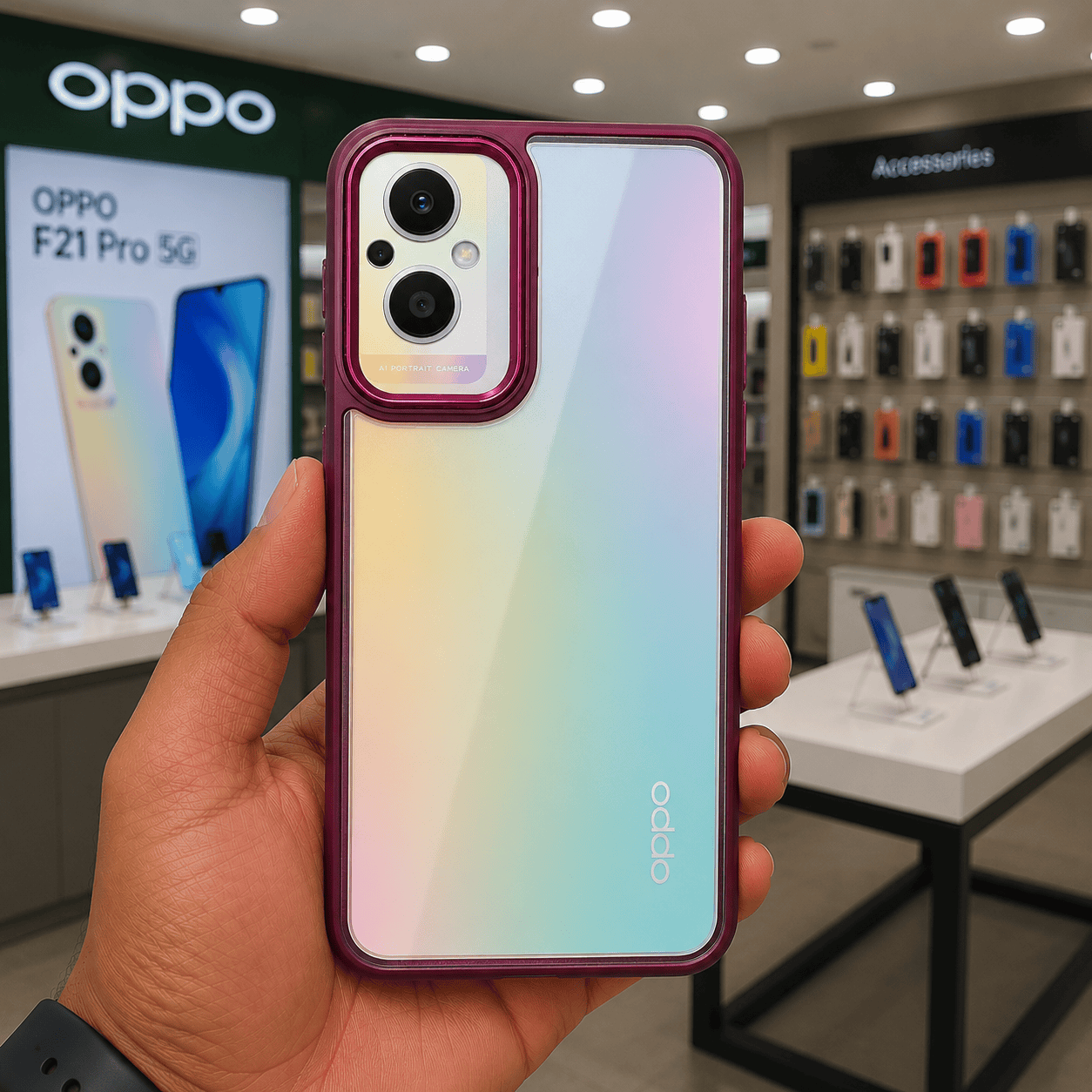 Electroplating Camera Frame Cell Phone Case for OPPO F21 Pro 5G Back Cover Onezeros.in