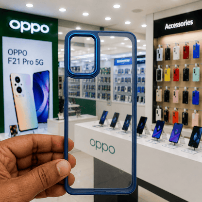 Electroplating Camera Frame Cell Phone Case for OPPO F21 Pro 5G Back Cover Blue Onezeros.in