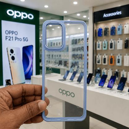 Electroplating Camera Frame Cell Phone Case for OPPO F21 Pro 5G Back Cover Cyan Onezeros.in