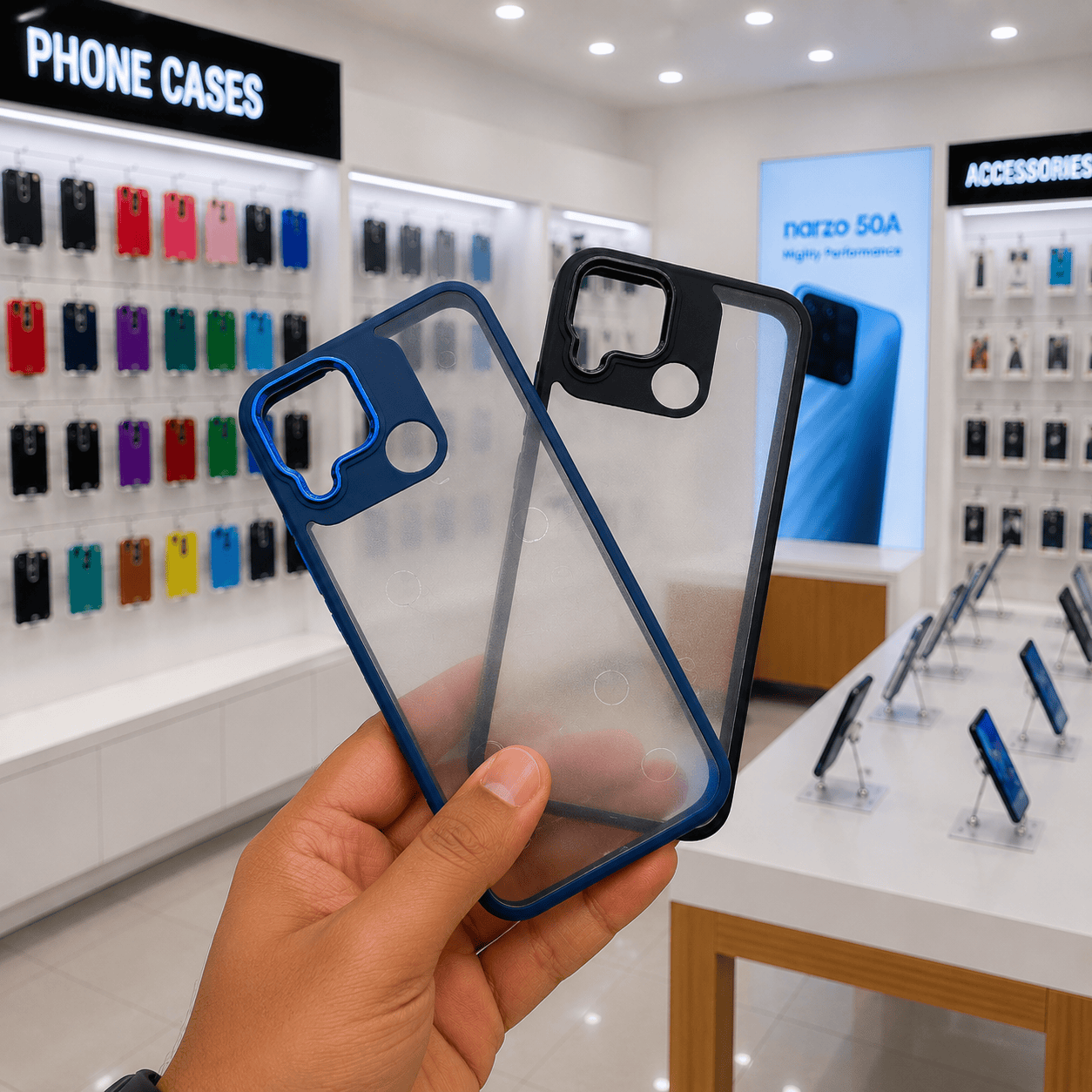Electroplating Camera Frame Cell Phone Case for Realme Narzo 50A Back Cover Onezeros.in