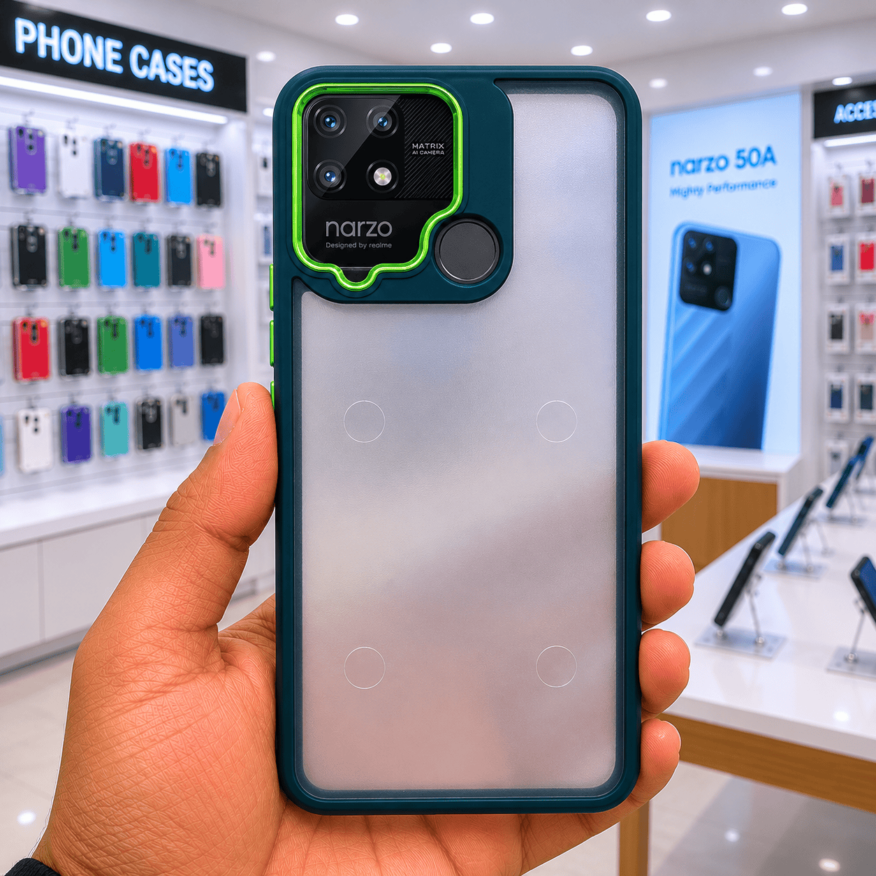 Electroplating Camera Frame Cell Phone Case for Realme Narzo 50A Back Cover Onezeros.in
