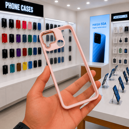 Electroplating Camera Frame Cell Phone Case for Realme Narzo 50A Back Cover Pink Onezeros.in