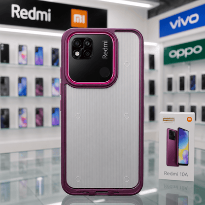 Electroplating Camera Frame Cell Phone Case for Redmi 10A Back Cover Maroon Onezeros.in