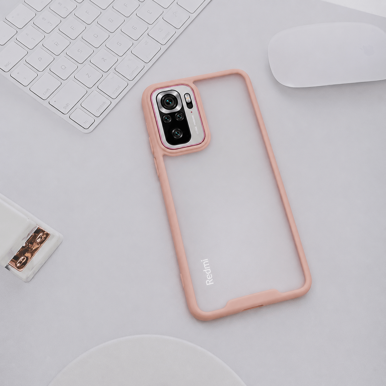 Electroplating Camera Frame Cell Phone Case for Redmi Note 10s Back Cover Pink Onezeros.in