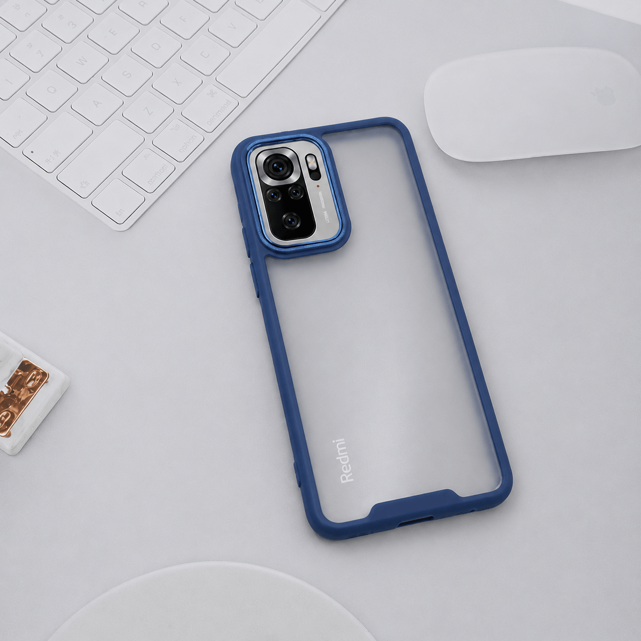 Electroplating Camera Frame Cell Phone Case for Redmi Note 10s Back Cover Blue Onezeros.in