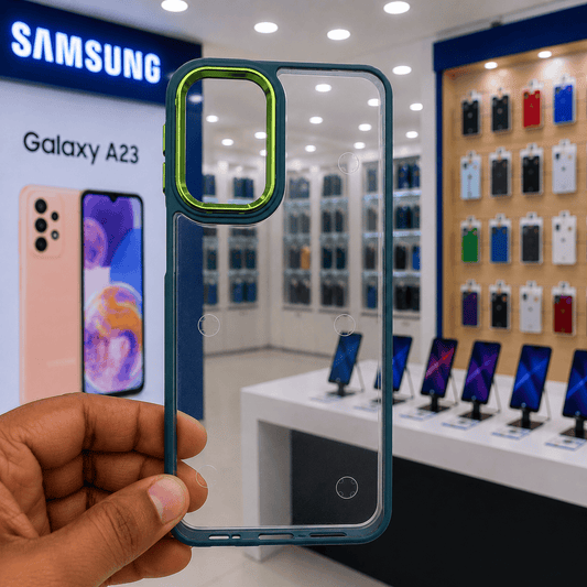 Electroplating Camera Frame Cell Phone Case for Samsung A23 Back Cover Green Onezeros.in