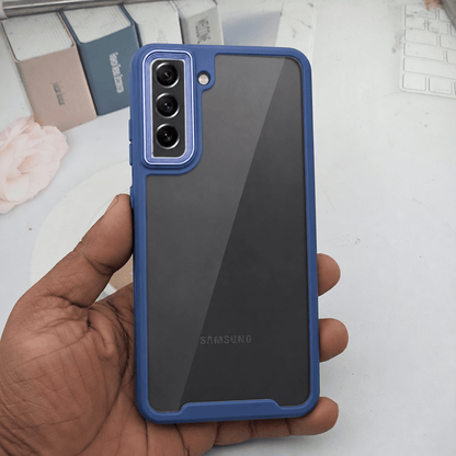 Electroplating Camera Frame Cell Phone Case for Samsung Galaxy S21 FE 5G Back Cover Blue Onezeros.in