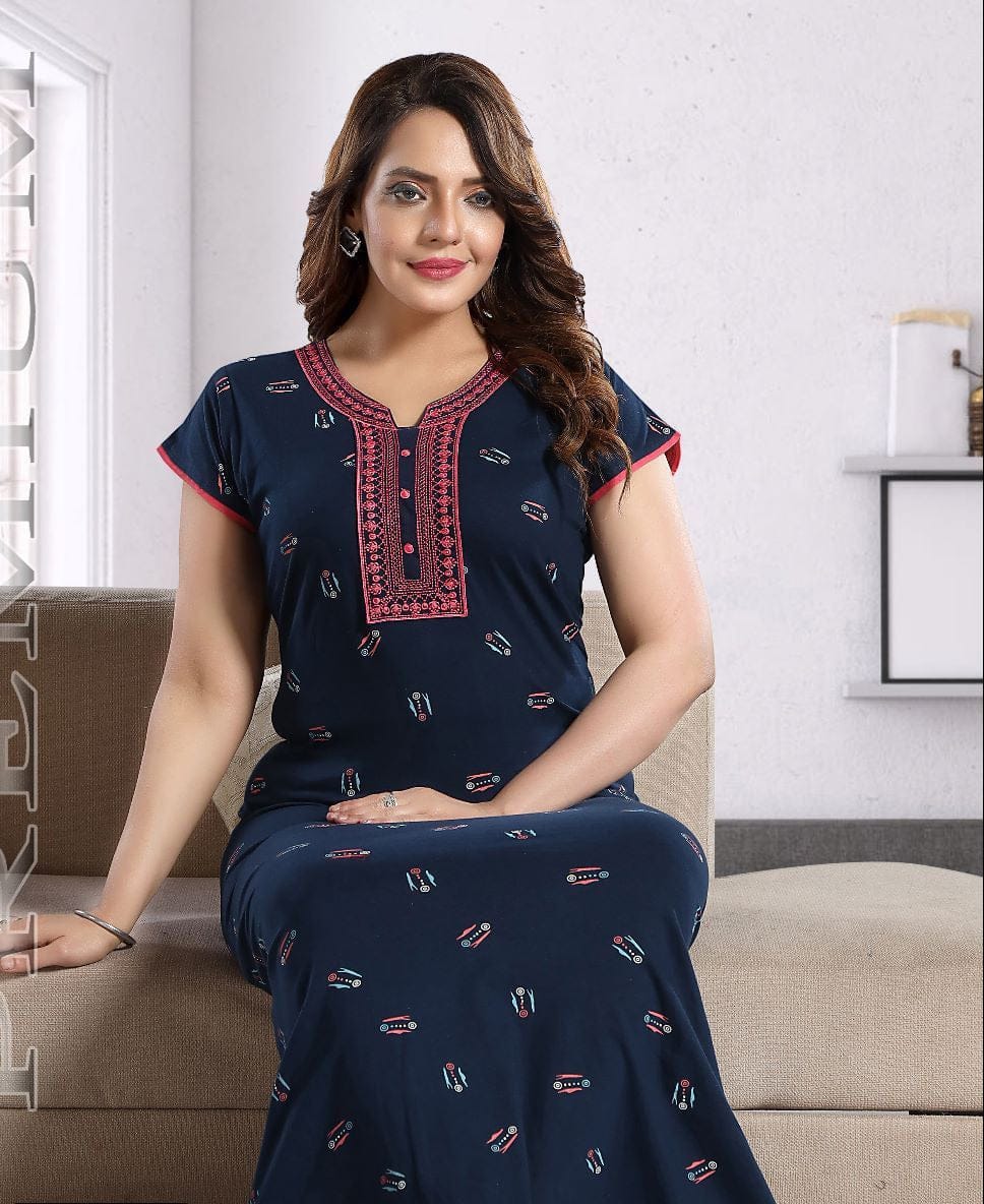 Embroidery Work Nighty Onezeros.in