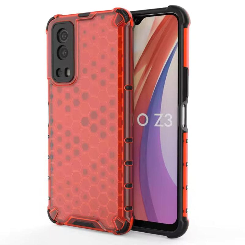 Honeycomb Design Phone Case for iQOO Z3 5G Back Cover Red Onezeros.in