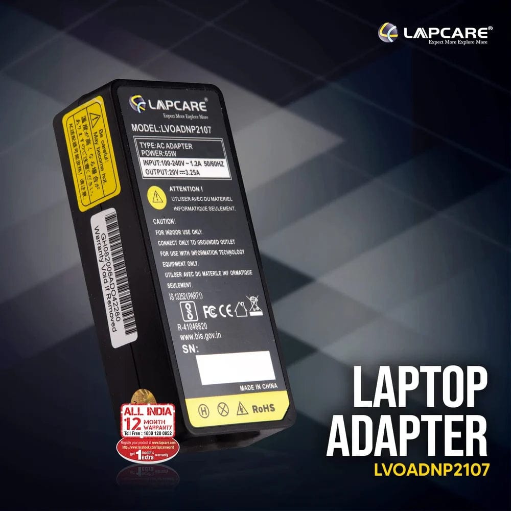Lapcare Adapter fo Lenovo Y series 20V 3.25A 65w Laptop Charger Electronics Accessories