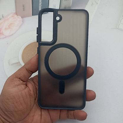 Magnetic Magsafe Matte Finish Cell Phone Case for Samsung S21 FE Black Onezeros.in