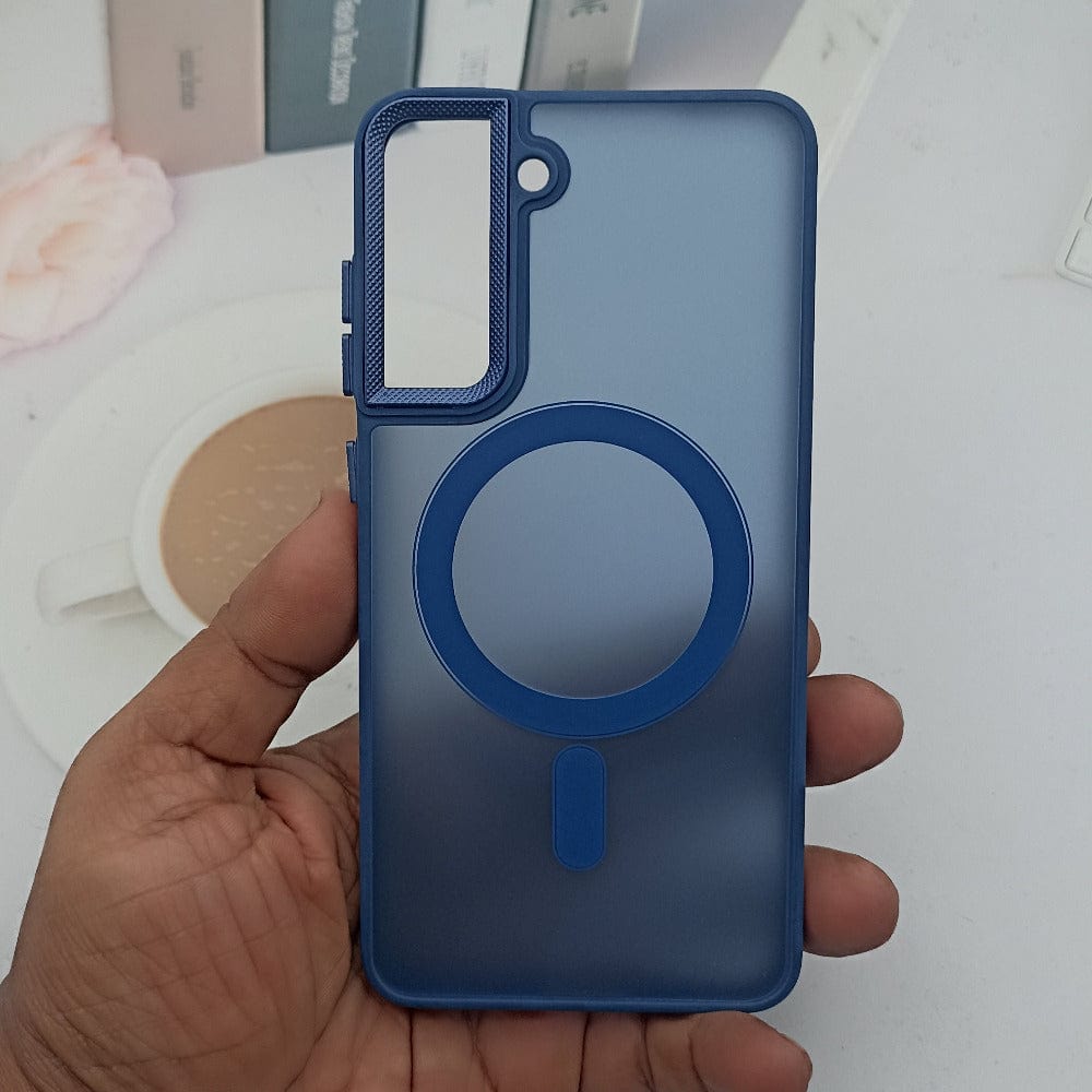Magnetic Magsafe Matte Finish Cell Phone Case for Samsung S21 FE Navy Onezeros.in