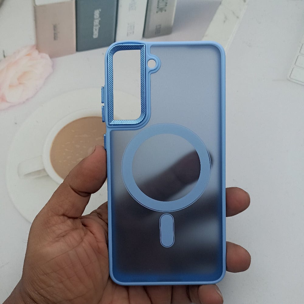 Magnetic Magsafe Matte Finish Cell Phone Case for Samsung S21 FE Sky Blue Onezeros.in