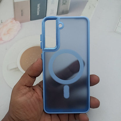 Magnetic Magsafe Matte Finish Cell Phone Case for Samsung S21 FE Sky Blue Onezeros.in