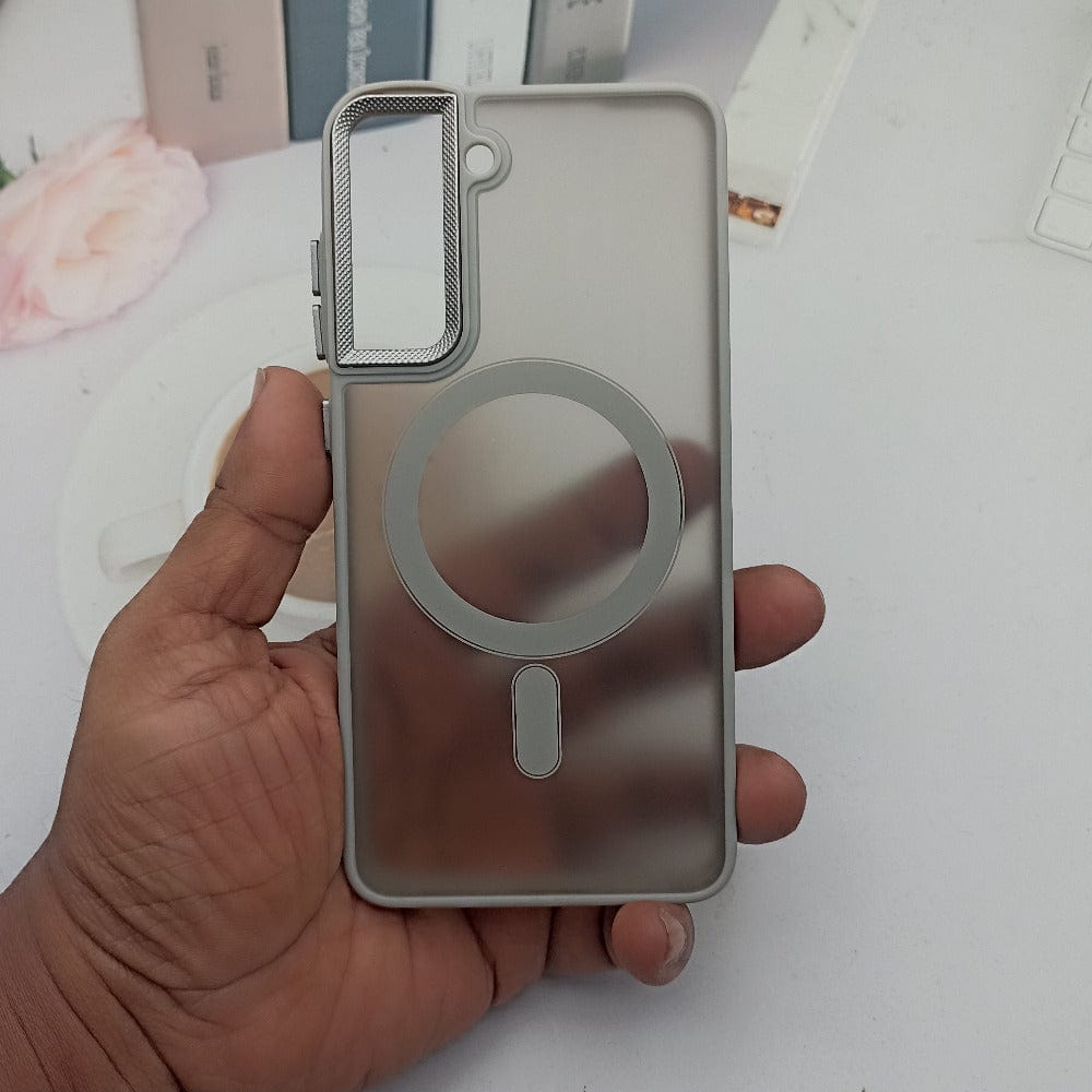 Magnetic Magsafe Matte Finish Cell Phone Case for Samsung S21 FE Gray Onezeros.in