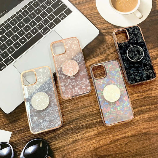 Marble Pattern Back Cover For OPPO A16 Phone Case With Pop Up Holder Mobile Phone Accessories