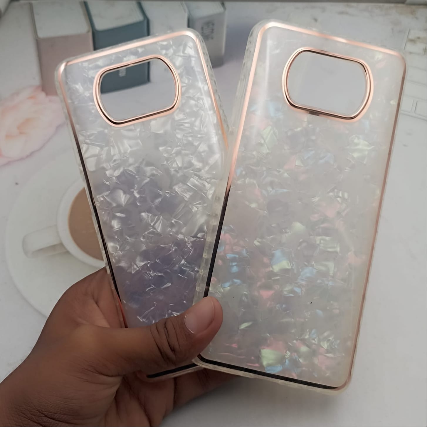 Marble Pattern Back Cover For POCO X3 Phone Case With Pop Up Holder Onezeros.in