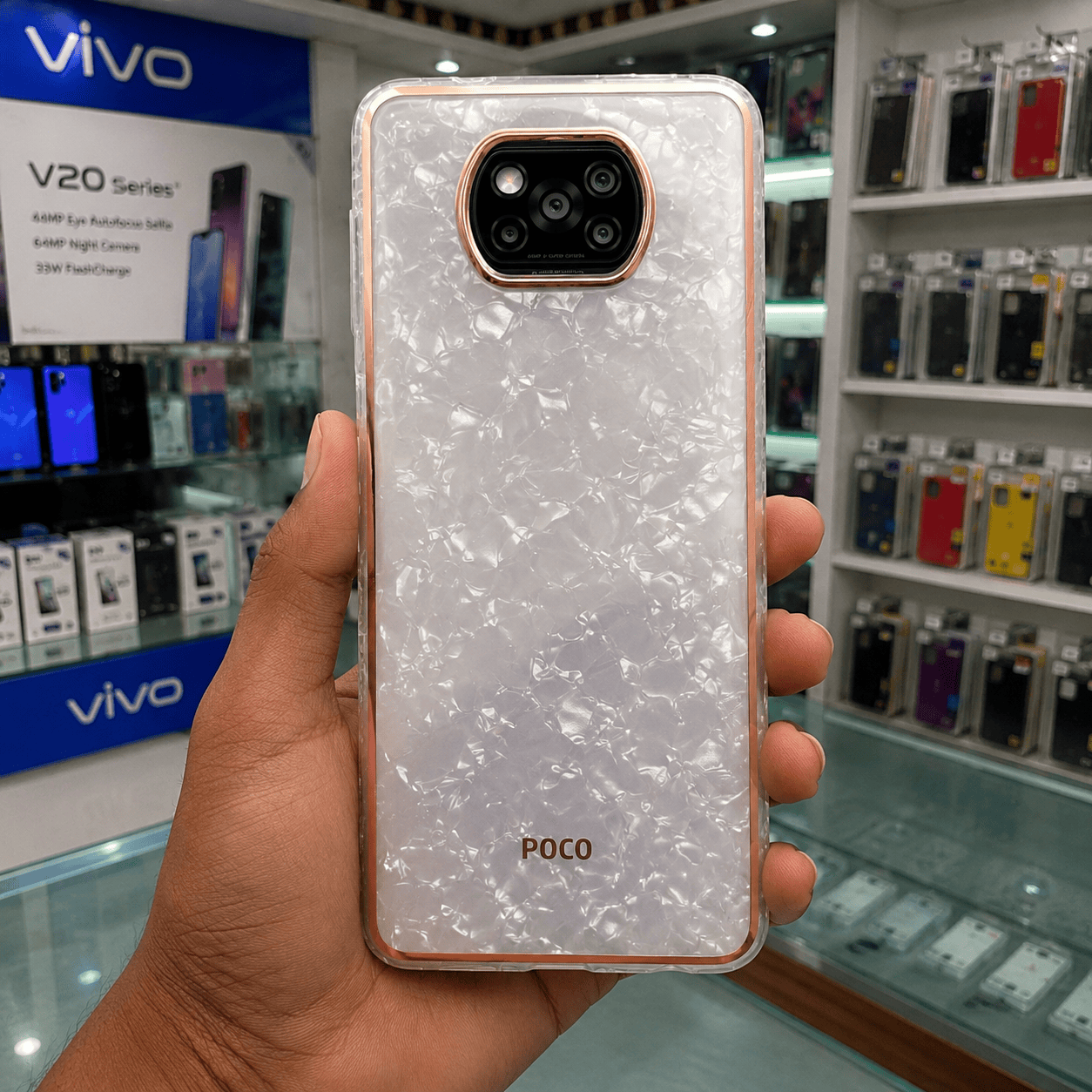 Marble Pattern Back Cover For POCO X3 Phone Case With Pop Up Holder Onezeros.in