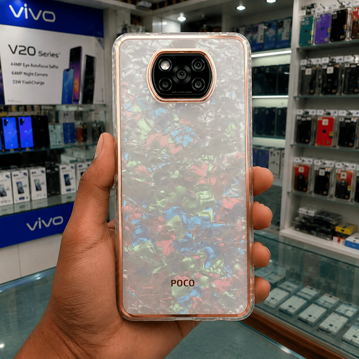 Marble Pattern Back Cover For POCO X3 Phone Case With Pop Up Holder Mixed Onezeros.in